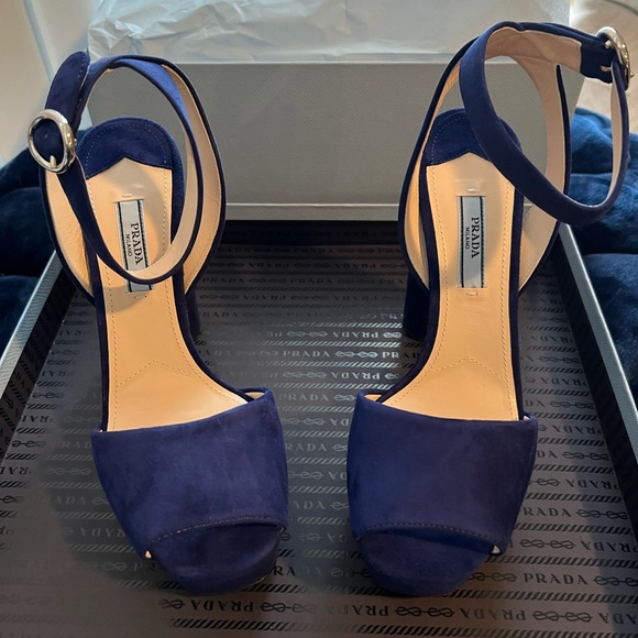 Prada Navy Platform Heels - Never Used - Picture 2 of 8
